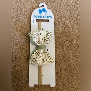 NEW! Sage green and cream lace bow headband